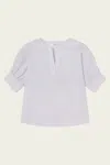 Frame The V-neck Popover In Steel Blue Multi In White