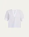 Frame Pinstriped Cotton And Linen-blend Blouse In White