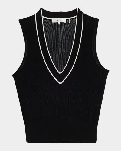 Frame The Varsity Vest In Black