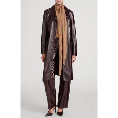 Frame The Veda Leather Trench Coat In Currant