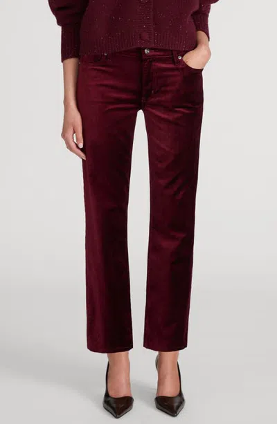 Frame The Velvet Cigarette Pants In Burgundy