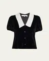 Frame The Velvet Sailor Button-front Shirt In Black