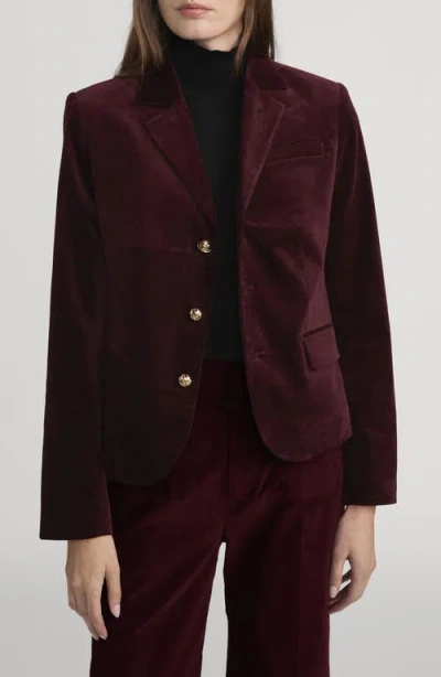 Frame The Velvet Smart Blazer In Burgundy