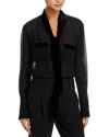 Frame The Velvet Trim Modern Tie Silk Blouse In Black