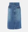 Frame Split-detail Denim Skirt In Blue