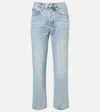 Frame The Vertical Crop High-rise Straight Jeans In Blue
