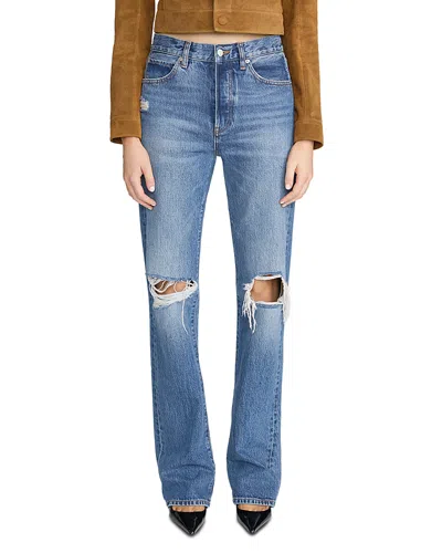 FRAME THE VERTICAL HIGH RISE STRAIGHT JEANS IN VOLTAGE