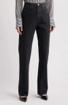 Frame The Vertical High Waist Relaxed Straight Leg Jeans In Black