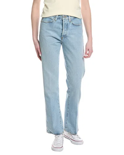 Frame Button Detailed Straight Leg Jeans In Blue