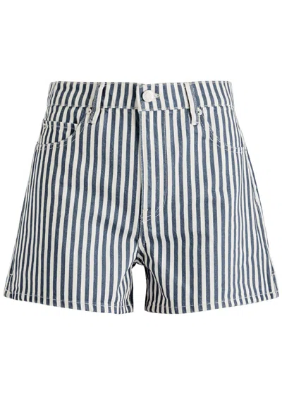 Frame The Vintage Striped Denim Shorts In Blue