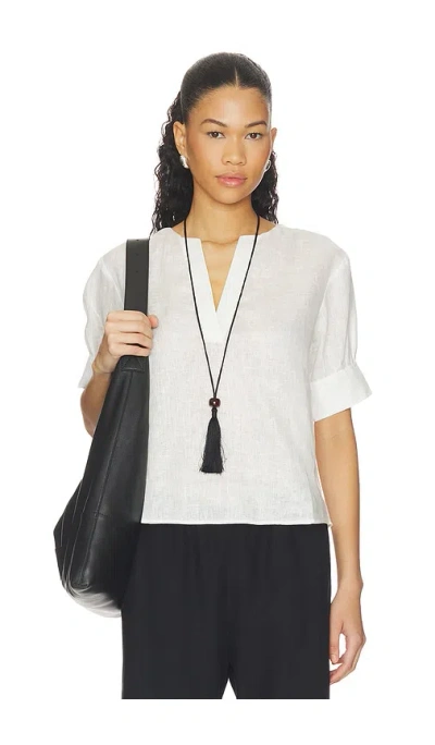 Frame The V-neck Popover Top In White