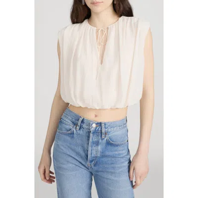 Frame The Wave Tie Neck Silk Top In White