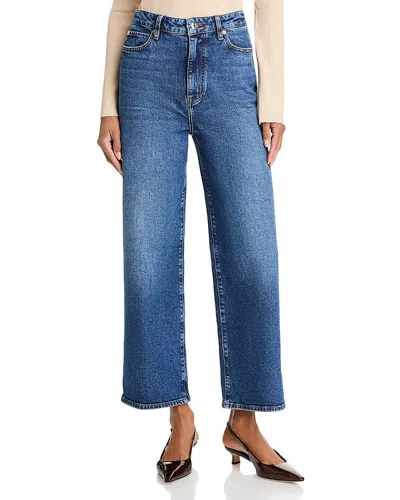 Frame The Wide High Rise Ankle Wide Leg Jeans In Rival In Blue