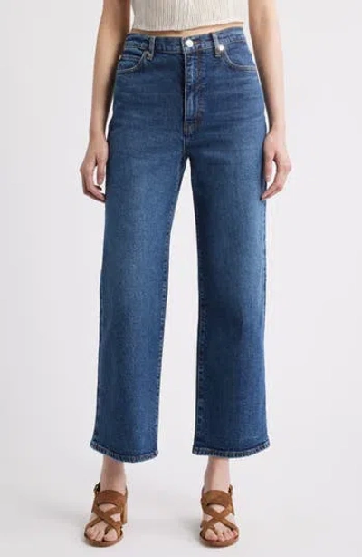 Frame The Wide High Waist Ankle Wide Leg Jeans In Blue