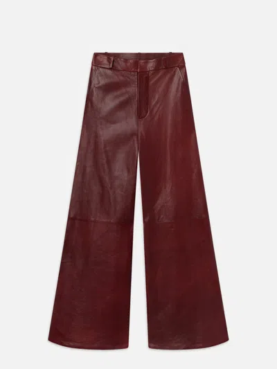 Frame The Wide Leather Trouser Pants In Red