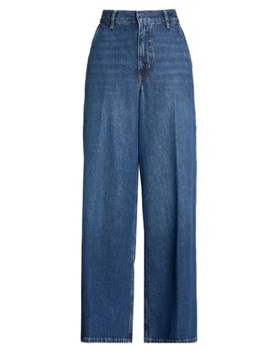 Frame The Wide Trouser Woman Jeans Blue Size 32 Organic Cotton, Recycled Lyocell