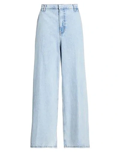 Frame The Wide Trouser Woman Jeans Blue Size 32 Organic Cotton, Recycled Lyocell