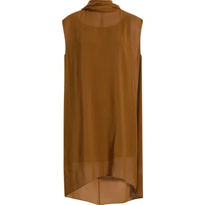 Frame The Wisp Tie Neck Silk Shift Dress In Multi