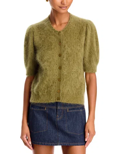 Frame The Wool-blend Airy Cardigan Sweater In Green
