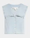 Frame The Yacht Denim Sleeveless Top In Attention