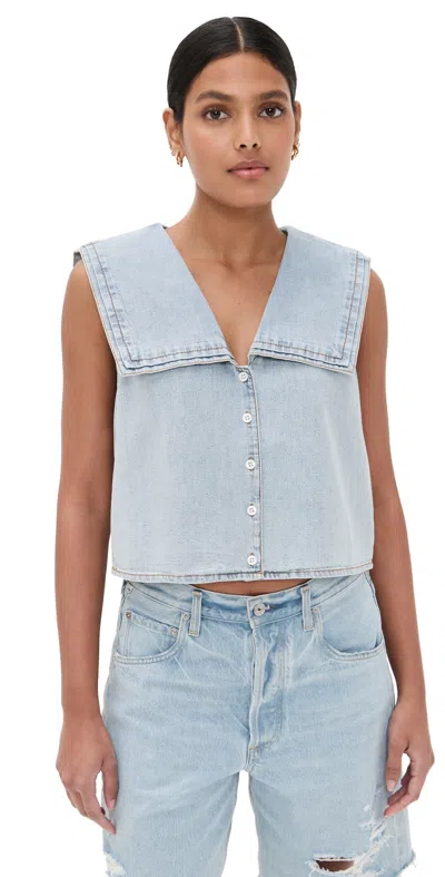 Frame The Yacht Denim Sleeveless Top In Attention