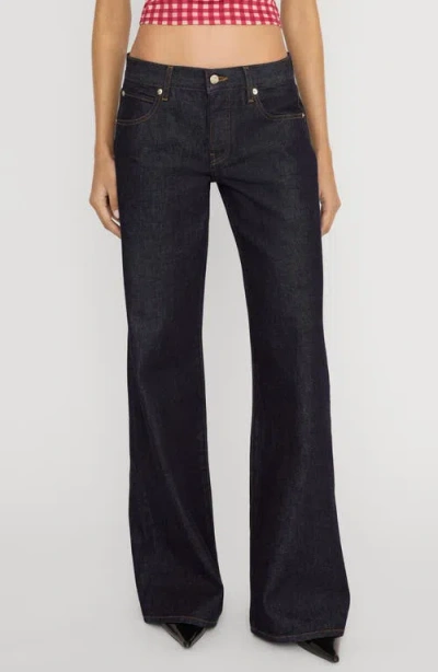 Frame The Leo Low Rise Wide Leg Jeans In Casino In Black