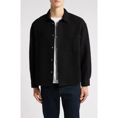 Frame Thermal Button-up Shirt In Black