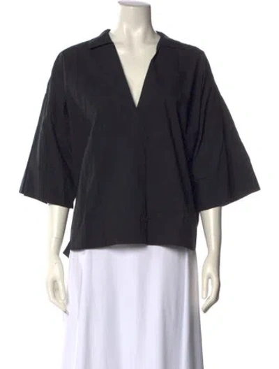 Pre-owned Frame Three-quarter Sleeve Blouse In Black