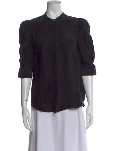 Pre-owned Frame Three-quarter Sleeve Blouse In Black