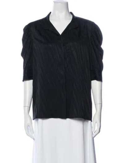 Pre-owned Frame Three-quarter Sleeve Blouse In Black