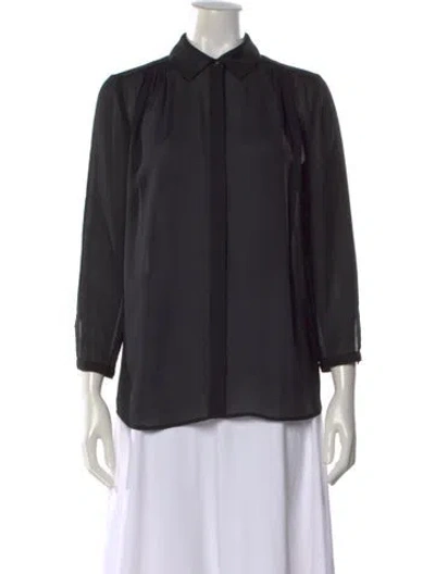 Pre-owned Frame Three-quarter Sleeve Blouse In Black