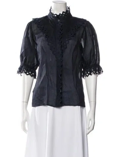 Pre-owned Frame Three-quarter Sleeve Blouse In Blue