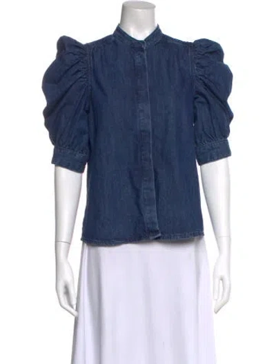 Pre-owned Frame Three-quarter Sleeve Blouse In Blue