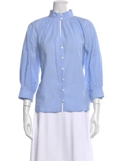 Pre-owned Frame Three-quarter Sleeve Blouse In Blue