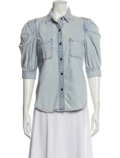 Pre-owned Frame Three-quarter Sleeve Blouse In Blue