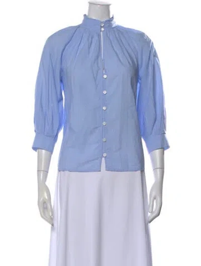 Pre-owned Frame Three-quarter Sleeve Blouse In Blue