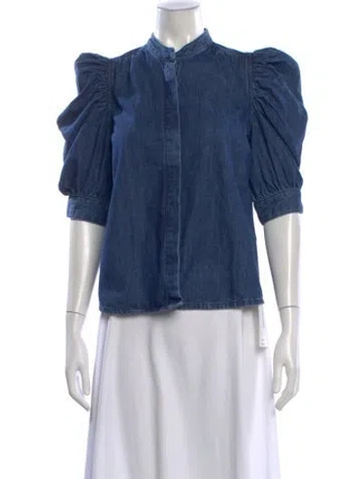 Pre-owned Frame Three-quarter Sleeve Blouse In Blue
