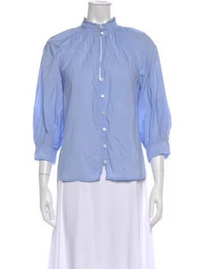 Pre-owned Frame Three-quarter Sleeve Blouse In Blue