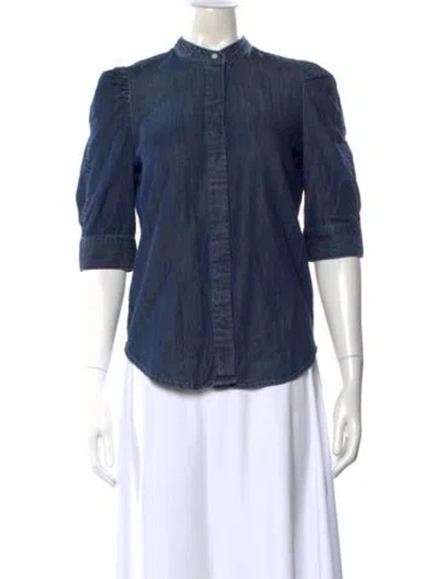Pre-owned Frame Three-quarter Sleeve Blouse In Blue