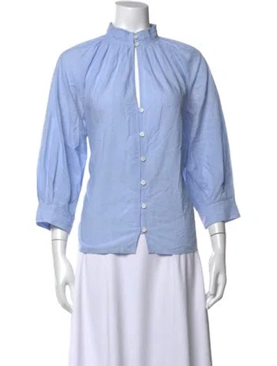 Pre-owned Frame Three-quarter Sleeve Blouse In Blue