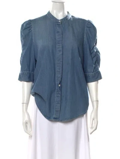 Pre-owned Frame Three-quarter Sleeve Blouse In Blue