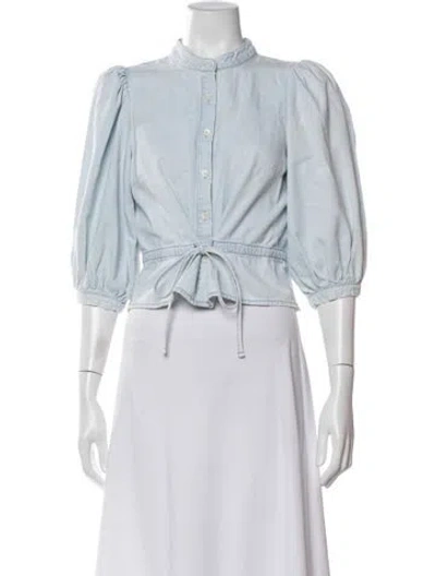 Pre-owned Frame Three-quarter Sleeve Blouse In Blue