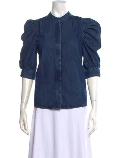 Pre-owned Frame Three-quarter Sleeve Blouse In Blue