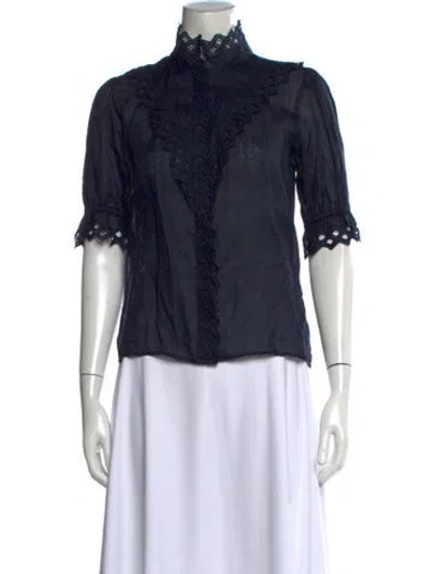 Pre-owned Frame Three-quarter Sleeve Blouse In Blue