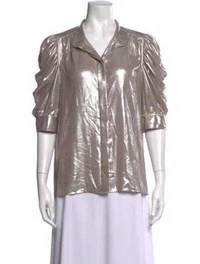 Pre-owned Frame Three-quarter Sleeve Blouse In Grey