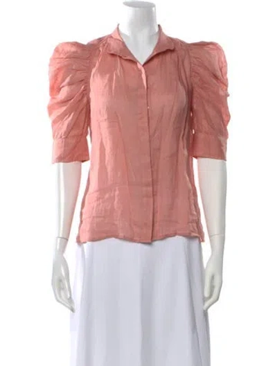 Pre-owned Frame Three-quarter Sleeve Blouse In Pink