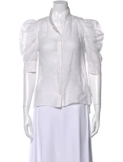 Pre-owned Frame Three-quarter Sleeve Blouse In White