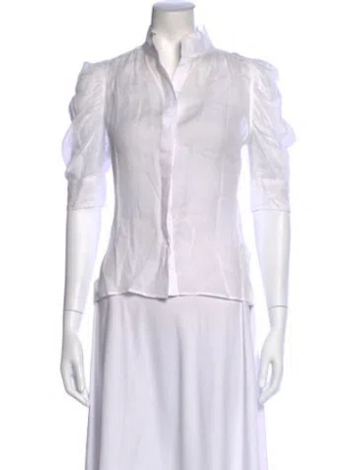 Pre-owned Frame Three-quarter Sleeve Blouse In White