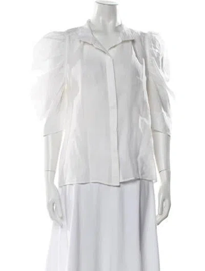 Pre-owned Frame Three-quarter Sleeve Blouse In White