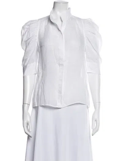 Pre-owned Frame Three-quarter Sleeve Blouse In White